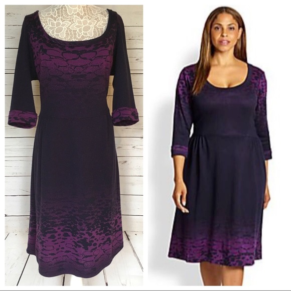 Melissa Masse Dresses & Skirts - Melissa Masse Purple Knit Scoop Neck Dress XL